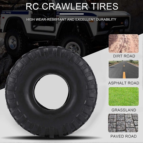 4 stk 1,9 tommers gummidekk 1,9 hjuldekk 118x48MM for 1/10 RC Crawler TRX4 Axial SCX10 90046 AXI03