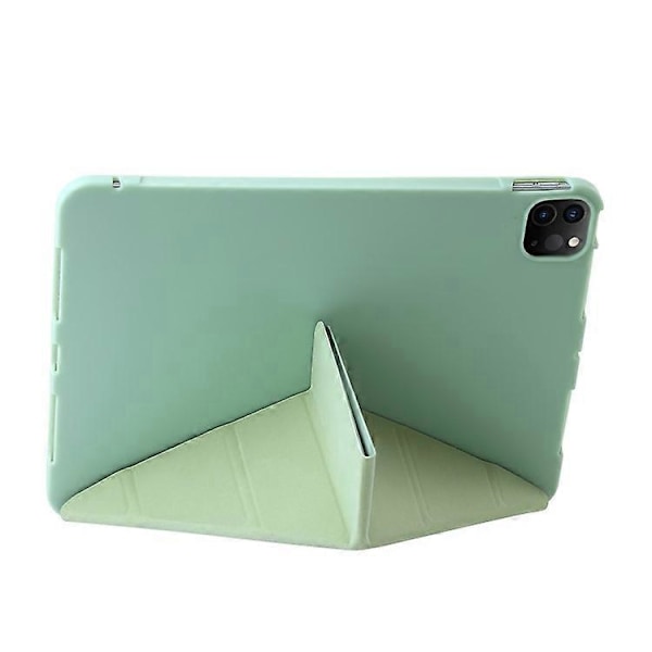 Kompatibel med iPad Pro 13 (2024) Deksel Origami Stativ Auto Sleep / Wake PU Lær+Silikon Nettbrettdeksel Green
