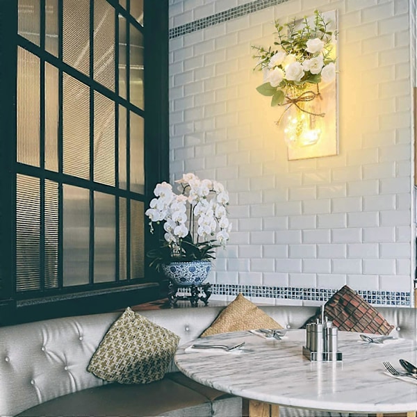 Grå Rustikk Vegglampe for Hjemmeinnredning, Chic Veggdekorasjon, Silkehortensia, Jernkroker for Hjemmet