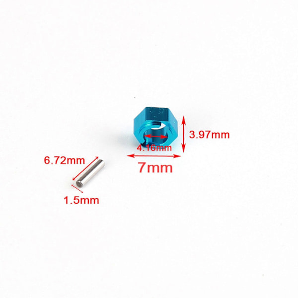 8X A949-11 Aluminium Hexagon Hjul Hex Mount Hub Pins 7mm Opgraderingsdele til 1/18 A949 A959 A969 A979