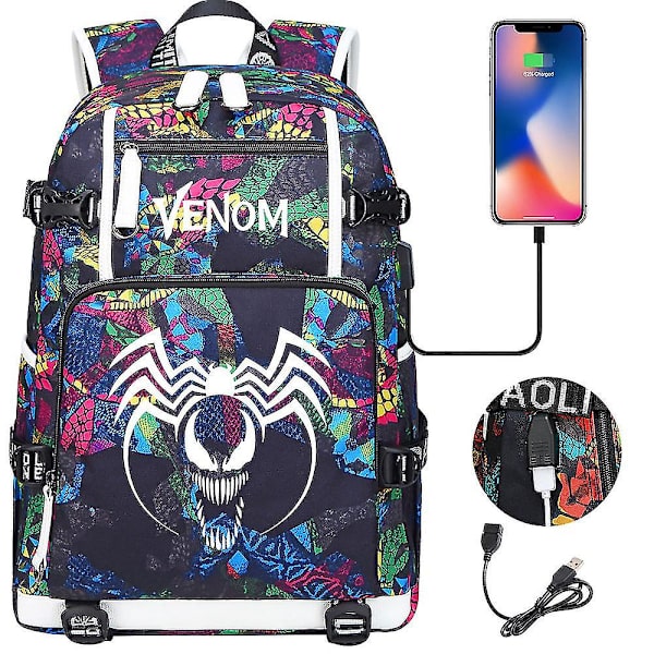 Venom Fashion Tryckt Usb Ungdoms Skolväska (2-117) Color-11