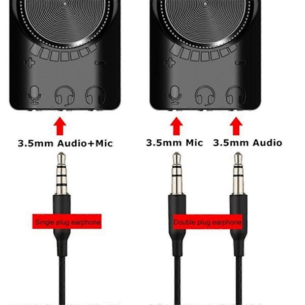 USB Eksternt Lydkort Adapter 7.1 Kanal USB Datamaskin Spill Lydkort 3.5mm USB Adapter Gaming Headset Forbedrer