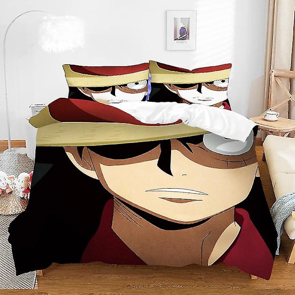One Piece Luffy Sandblåst Dynetrekksett i tre deler Q D 140*210two-piecesuit