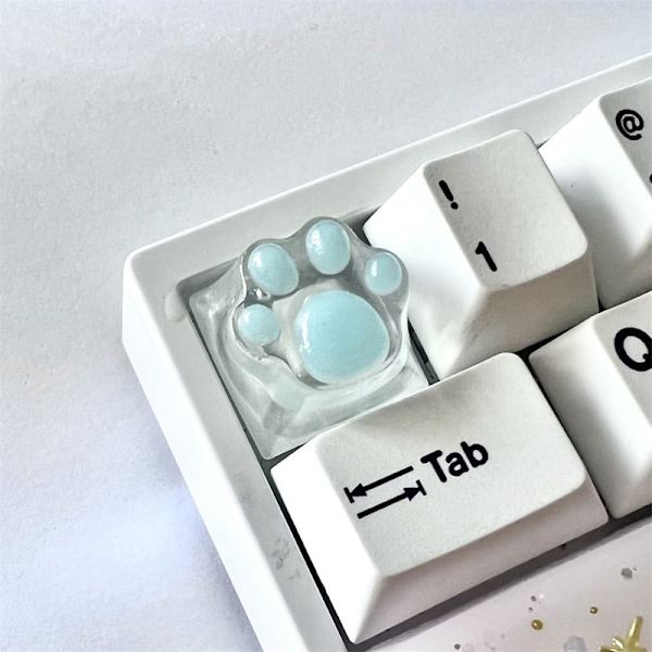 Tangentbordstangent Kattfotdyna Transparent Bakgrundsbelysning RGB WASD Pil ESC Tangent OEM XDA Cherry Profil Mx Switch Crystal Blue 4 Pcs
