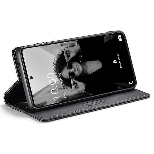 AUTSPACE A01 Serie Kompatibel Med Samsung Galaxy A52 4G/5G/A52s 5G PU Læder Etui RFID Wallet Flip Stand Cover Black