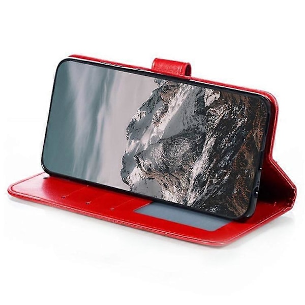 Kompatibel til Honor 200 Lite Etui PU Læder Mandala Præget Design Wallet Telefon Cover Red