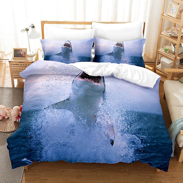 Hajfisk Påslakan King/Queen Size, Hawaiianskt Havsdjur Tema Sängklädesset För Barn Tonåringar Pojke, Undervattens Hav Täcke Överdrag