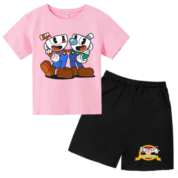 Kopphuvud för barn Flickor T-shirt Byxor Tvådelat set 3D Cartoon Flickor kopphuvud Toddler Baby Barn 3 4 5 6 7-14 år gammal Coffee 160(145-155cm)