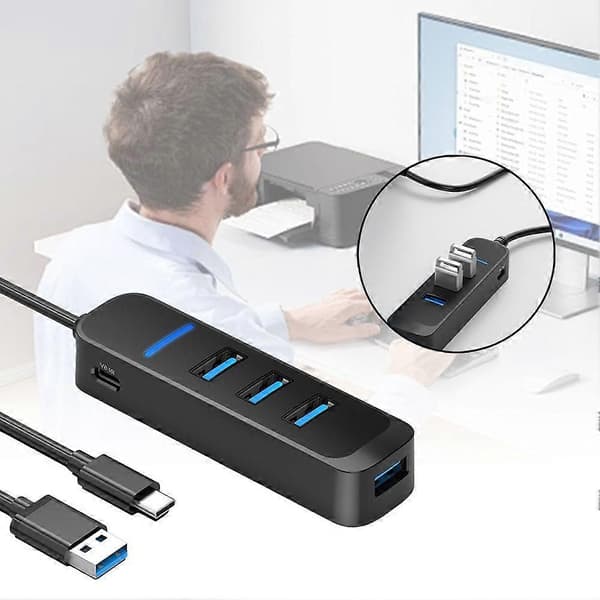 USB 2.0 Strömadapter 4 Portars Multi USB Splitter Hub Flera Expander Höghastighet