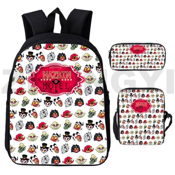 Tegneserie Hazbin Rygsæk Herre Sports Skoletaske Sæt med 3 Hazbin14 3 Pcs Set 12 inch