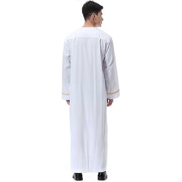 Mænd Muslim Saudi Robe Kaftan Dubai Tunic White S