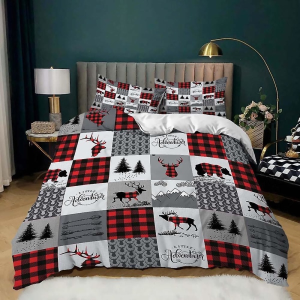 Jul Älg Tomte 3D-tryckt Sängklädesset Påslakan Örngott Barn Present Färg 8 AU KING 220x240cm