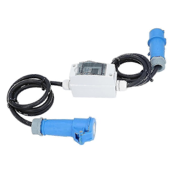 AC 220V 16A 3-pins CEE-kontakt med LCD Digital Måler Digital Strømmåler for Bobil Elektrisk Bil