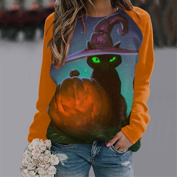 Naisten Halloween-Housut Kurpitsa Kasvot Tanssiva Luuranko Paita Pitkähihainen Neule Hauska Graafinen Pusero style 12 3XL