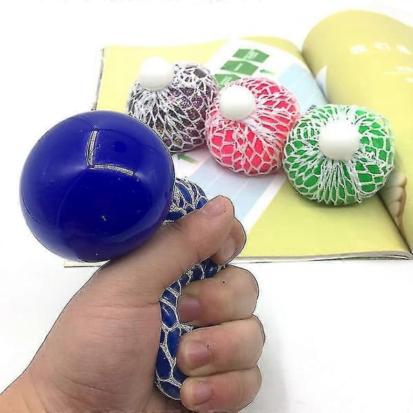 4 stk. tilfældige net-squishy-bolde stressaflastende klem-druebolde