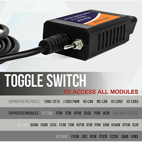 Ford Forscan ELM327 USB -muokattu OBD2-skanneri V1.5 MS-CAN HS-CAN -koodienlukija