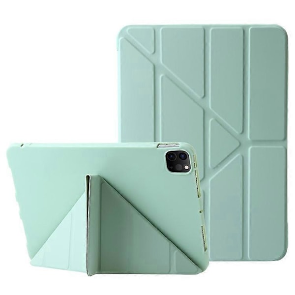 Kompatibel med iPad Pro 13 (2024) Deksel Origami Stativ Auto Sleep / Wake PU Lær+Silikon Nettbrettdeksel Green