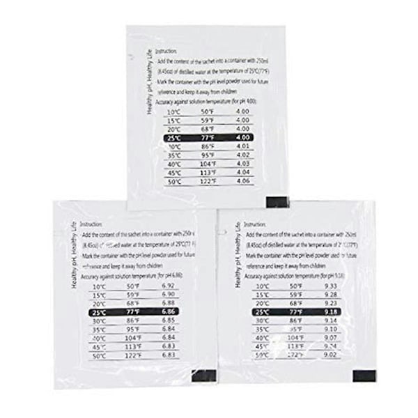 15-pack PH-mätare Buffertlösning Pulver 6.86/4.00/9.18, PH-kalibreringslösning Förpackningar för Exakt PH-mätare