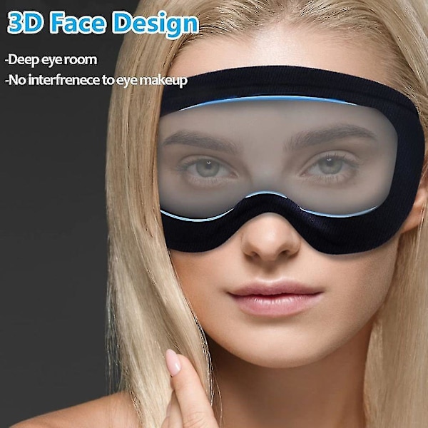 Svart Siden Sovmask 3D Ögonmask För Resor Och Sömn, Bekväm Ögonbindel