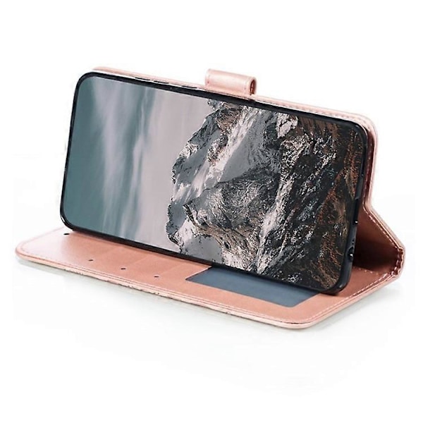 Kompatibelt Skal för Honor 200 Lite PU Läder Mandala Präglad Design Plånboksfodral PinkGold