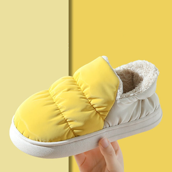 Varma mjuka bomullstofflor för inomhusbruk, halkfria par-tofflor för vintern Yellow 42-43(10-10.2inch)
