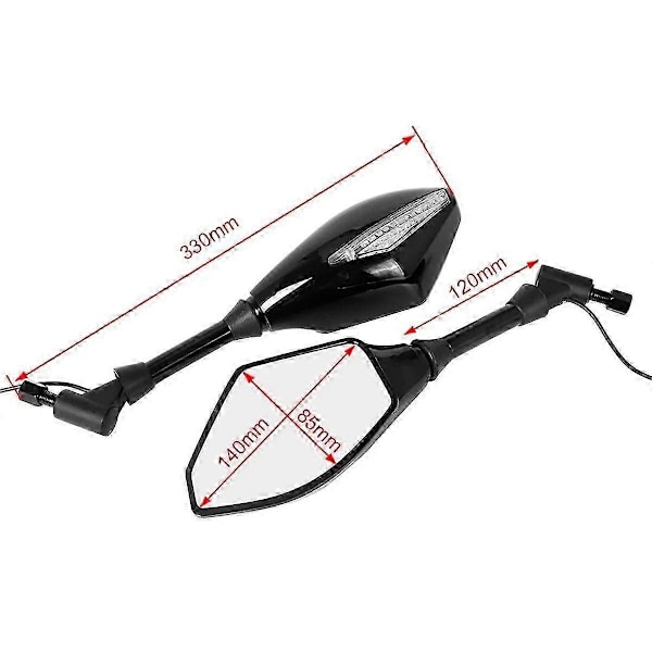 Motorcykel Modifierad 10mm Universal Backspegel med Blinkers LED Backspegel med Ljus Sidospegel, A