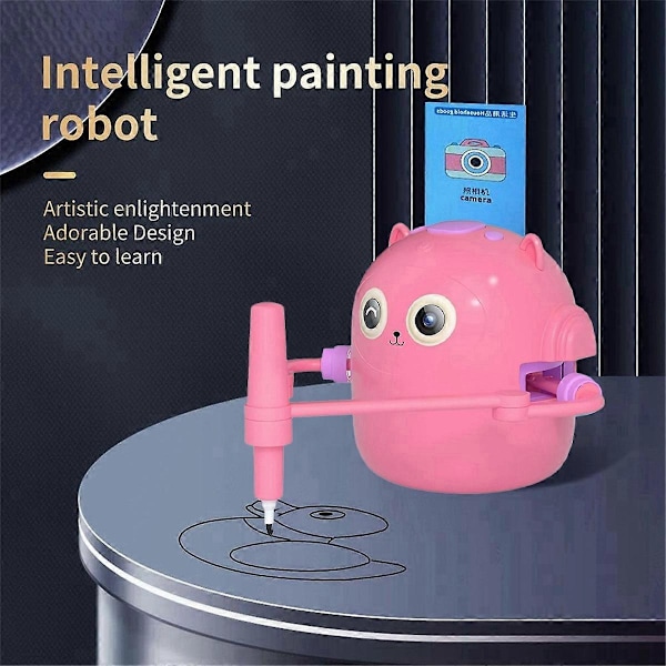 Interaktiv Pedagogisk Tegnerobot, 100 Tegnekort, Intelligent Tegnerobot, Tidlig Pedagogisk Tegnerobot Rosa