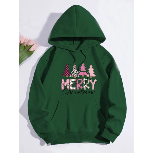 Julmönstrade tröjor Mode Karneval Party Damkläder Casual Sweatshirt Roligt Mönster Party Damhuvtröjor Green M