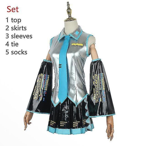 Uusi Trendi Vocaloid Miku Cosplay-peruukki Asu Aloittelijalle Tulevaisuuden Halloween-asu Miehille/naisille Sliver 2xs