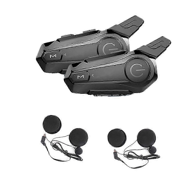 2 stk. Bluetooth Intercom Motorsykkel Fullhjelm Bluetooth Headset kompatibel med 2 Intercomunicador Trådløse Headset