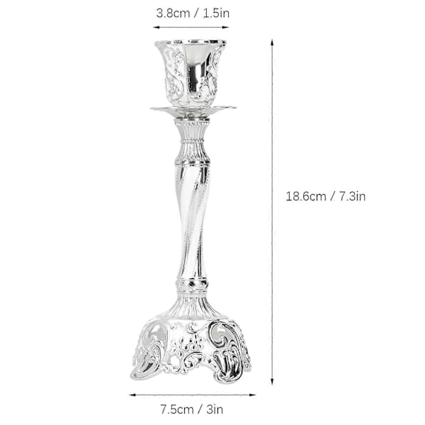 Ljusstake Heminredning Ljushållare Ornament för Bröllop Middag med Levande Ljus Silver Vit