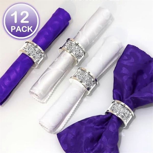 12 stk. Krystallglass Serviettringholder, Glam Knuste Diamant Borddekorasjoner Bling Serviett