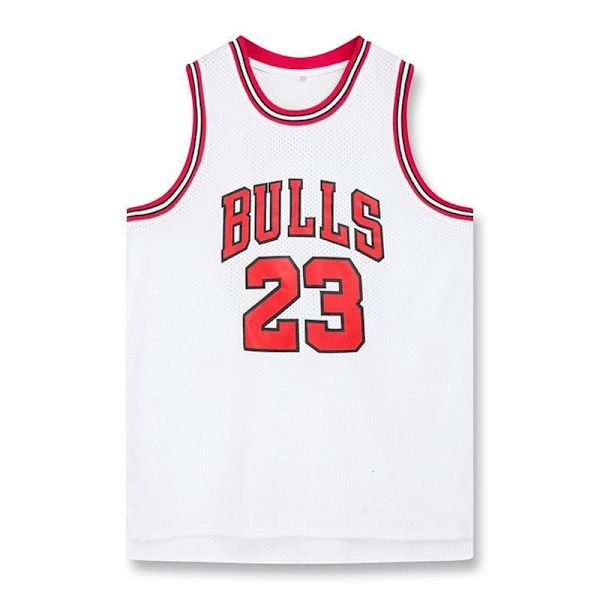 Retro broderad tröja nr 23 röd vit svart broderad basketuniform träningströja väst för män White XL