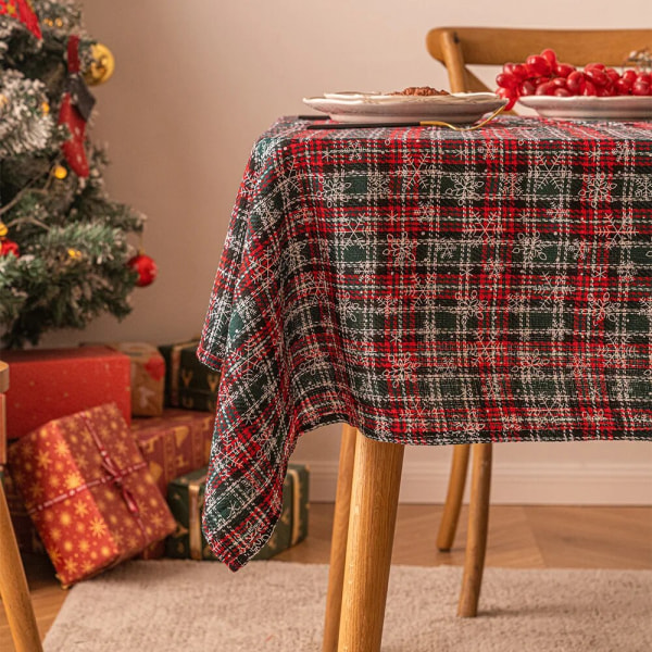 Julepynt nytår dug Plaid snefnug Jul Hjem Spisebord Dæk Rektangulær Sofabord Dug Big green flakes 110x110cm