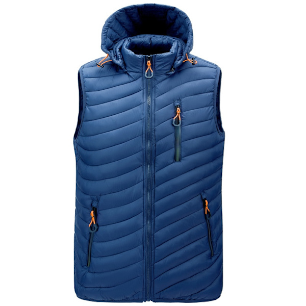 Iso Koko M-6XL Miesten Liivijakku Syksy Talvi Liivi Yksivärinen Miesten Hupullinen Hihaton Takki Colorful blue M
