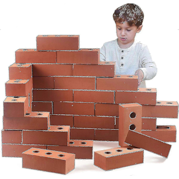 100 kpl luonnollisen kokoisia vaahtomuovitiiliä 1,6x0,8x0,45 cm rakennusleikkeihin ja roolileikkeihin