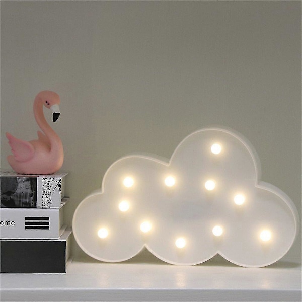 Batteridriven LED Moln Nattlampa för Flickor Dekorativ Bordslampa för Baby Barnrum Festtillbehör (vit)