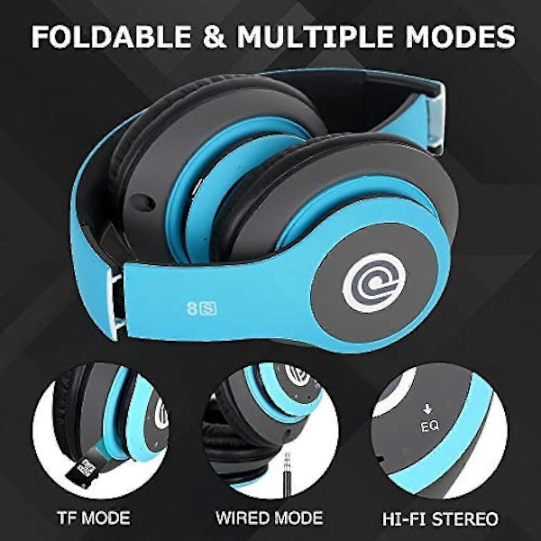 Prtukyt Trådløse Over-Ear Hovedtelefoner Hi-Fi Stereo Foldbare Trådløse Stereo Headsets Ørepropper med Indbygget Mikrofon Micro SDTF FM