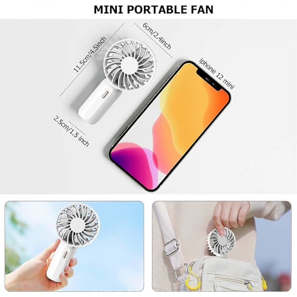 Mini Kannettava Tuuletin 3 Säädettävää Nopeutta, Ladattava Akku, Johto, Hiljainen USB-Tuuletin Kotiin, Toimistoon