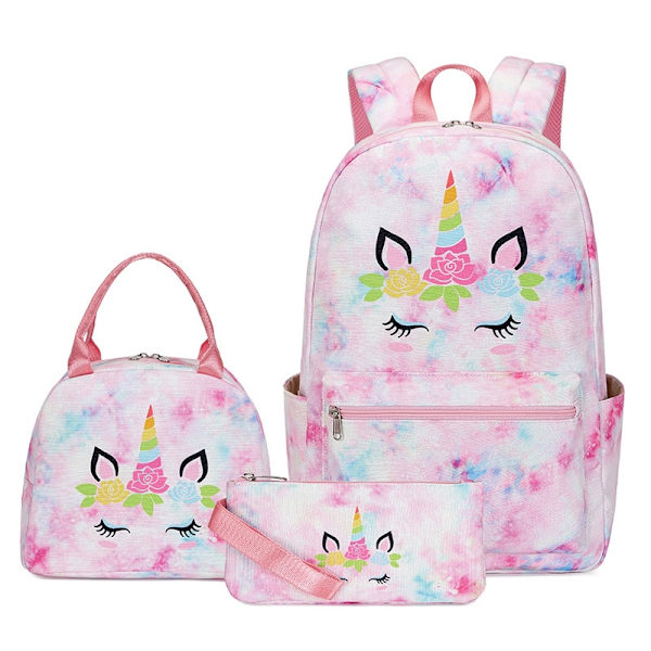 Unicorn Skolesekk for Barn Lett Vanntett Ryggsekksett for Studenter style 3