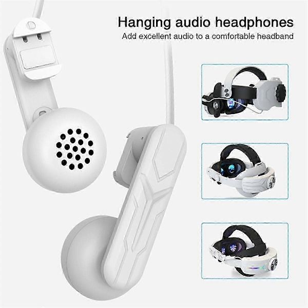 Clip-on Hengende Hodetelefoner Komfortabel Lydforsterker Hvit for / Quest 3 VR Headset Forbedre Gleden