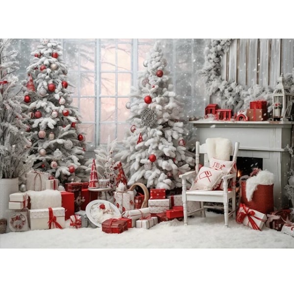 Beenle Julefotografering Bakgrunn Juletre Gave Peis Snøfnugg Familie Selskap Banner Portrett Bakteppe Fotostudio SD-2263 Vinyl 220X150cm
