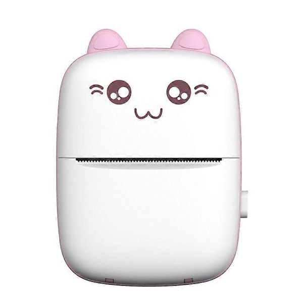 Minifotoprinter, Termisk Etikettprinter med USB-Laddning Bärbar Bluetooth (Vit-Rosa
