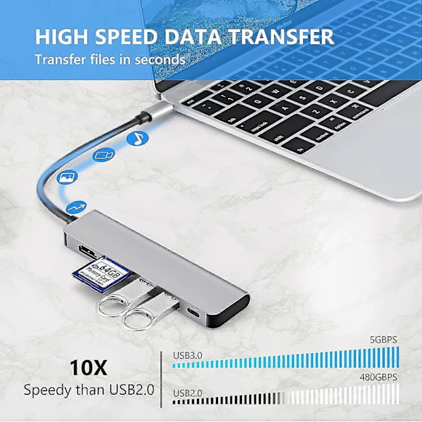 Usb C Hub Multiport Adapter - 6 I 1 Usb C Til Multiport Adapter