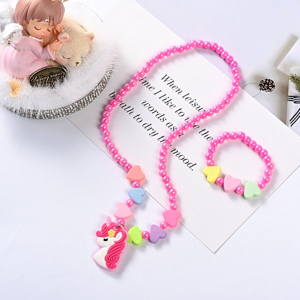 Halskæder til børn Piger Enhjørning Tegneserie Prinsesse Smykker Piger Armbånd Baby Tilbehør Børnesmykker Gaver Style1
