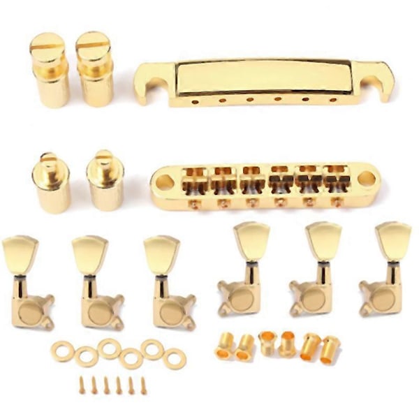 Ett Set Guld Strängsadel Tune-O-Matic Stall & Stränghållare För Gb Lp Stil Elgitarr