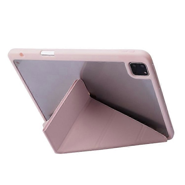 Kompatibelt fodral för iPad Pro 12,9-tum (2021)/(2020)/(2018) surfplatta, automatisk väckning/viloläge, origami-ställ, PU-läder + akrylskydd Pink