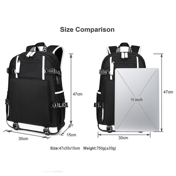 Venom Fashion Trykt USB Skolebagg for Ungdom (2-108) Color-3