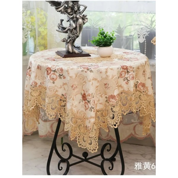 Moderne Nordisk Ins Rundt Salongbord Duk Stue Blonde Duk Matte Pastoral Spisebord Dekorasjon Jul K014 Green 110x110cm