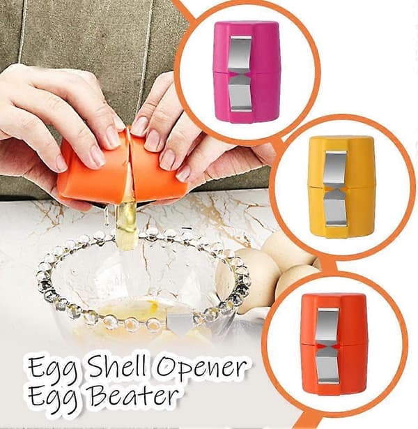 3 stk. Eggeskallåpner, Rå Egg Åpner, Hardkokt Eggskreller, Hånd Eggseparator, Eggkutter i Rustfritt Stål, Kjøkkenredskap